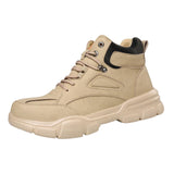 Maxbell Men Women Work Boots Steel Toe Shoes Rubber Sole Workwear Hiking Boots 40 Khaki