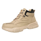 Maxbell Men Women Work Boots Steel Toe Shoes Rubber Sole Workwear Hiking Boots 40 Khaki