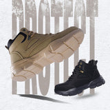 Maxbell Men Women Work Boots Steel Toe Shoes Rubber Sole Workwear Hiking Boots 41 Khaki