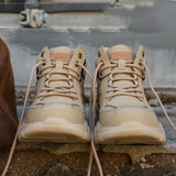 Maxbell Men Women Work Boots Steel Toe Shoes Rubber Sole Workwear Hiking Boots 43 Khaki