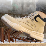 Maxbell Men Women Work Boots Steel Toe Shoes Rubber Sole Workwear Hiking Boots 43 Khaki