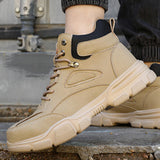 Maxbell Men Women Work Boots Steel Toe Shoes Rubber Sole Workwear Hiking Boots 46 Khaki