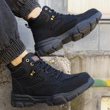 Maxbell Men Women Work Boots Steel Toe Shoes Rubber Sole Workwear Hiking Boots 42 Black
