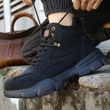 Maxbell Men Women Work Boots Steel Toe Shoes Rubber Sole Workwear Hiking Boots 46 Black