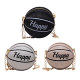 Maxbell Basketball Shaped Bag with Removable Chain Novelty Satchel for Work Shopping Black