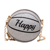 Maxbell Basketball Shaped Bag with Removable Chain Novelty Satchel for Work Shopping Argent