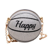 Maxbell Basketball Shaped Bag with Removable Chain Novelty Satchel for Work Shopping Argent