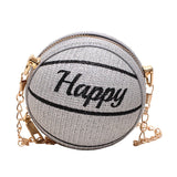 Maxbell Basketball Shaped Bag with Removable Chain Novelty Satchel for Work Shopping Argent