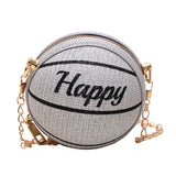 Maxbell Basketball Shaped Bag with Removable Chain Novelty Satchel for Work Shopping Argent