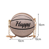 Maxbell Basketball Shaped Bag with Removable Chain Novelty Satchel for Work Shopping Khaki