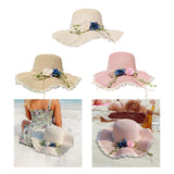 Maxbell Straw Hats Women Wide Brim with Rose Embellishments for Street Holidays White