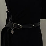 Maxbell Women Leather Belt Oval Metal Buckle Unisex Punk Waist Belt Ladies Belts