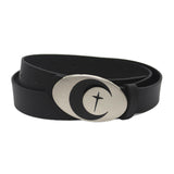 Maxbell PU Leather Belt Waist Band Fashion Belt Punk Metal Buckle for Men and Women Black