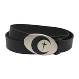 Maxbell PU Leather Belt Waist Band Fashion Belt Punk Metal Buckle for Men and Women Black