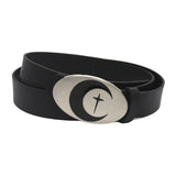 Maxbell PU Leather Belt Waist Band Fashion Belt Punk Metal Buckle for Men and Women Black