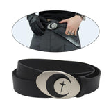 Maxbell PU Leather Belt Waist Band Fashion Belt Punk Metal Buckle for Men and Women Black