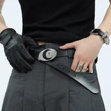 Maxbell PU Leather Belt Waist Band Fashion Belt Punk Metal Buckle for Men and Women Black