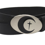 Maxbell PU Leather Belt Waist Band Fashion Belt Punk Metal Buckle for Men and Women Black