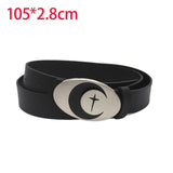 Maxbell PU Leather Belt Waist Band Fashion Belt Punk Metal Buckle for Men and Women Black