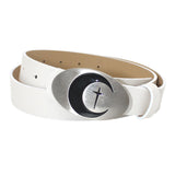 Maxbell PU Leather Belt Waist Band Fashion Belt Punk Metal Buckle for Men and Women White