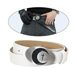 Maxbell PU Leather Belt Waist Band Fashion Belt Punk Metal Buckle for Men and Women White