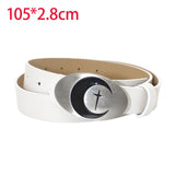 Maxbell PU Leather Belt Waist Band Fashion Belt Punk Metal Buckle for Men and Women White