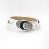 Maxbell PU Leather Belt Waist Band Fashion Belt Punk Metal Buckle for Men and Women White