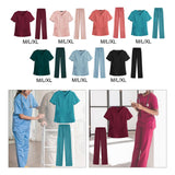 Maxbell women Nurse Uniform Multi Pockets Soft Top Pants Set for Massaging M Red