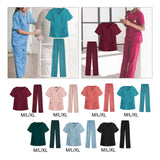 Maxbell women Nurse Uniform Multi Pockets Soft Top Pants Set for Massaging M Red