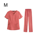 Maxbell women Nurse Uniform Multi Pockets Soft Top Pants Set for Massaging M orange