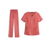 Maxbell women Nurse Uniform Multi Pockets Soft Top Pants Set for Massaging M orange