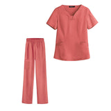 Maxbell women Nurse Uniform Multi Pockets Soft Top Pants Set for Massaging M orange