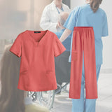 Maxbell women Nurse Uniform Multi Pockets Soft Top Pants Set for Massaging M orange