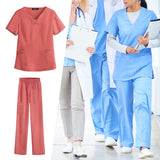 Maxbell women Nurse Uniform Multi Pockets Soft Top Pants Set for Massaging XL orange