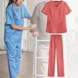 Maxbell women Nurse Uniform Multi Pockets Soft Top Pants Set for Massaging XL orange