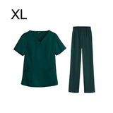 Maxbell women Nurse Uniform Multi Pockets Soft Top Pants Set for Massaging XL green