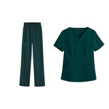 Maxbell women Nurse Uniform Multi Pockets Soft Top Pants Set for Massaging XL green
