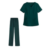 Maxbell women Nurse Uniform Multi Pockets Soft Top Pants Set for Massaging XL green