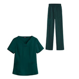 Maxbell women Nurse Uniform Multi Pockets Soft Top Pants Set for Massaging XL green