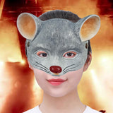 Maxbell 3D Mouse Half Face Mask Costume Cosplay Masquerade Easter Rat Animal Mask Light Gray