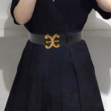 Maxbell Women Belt PU Leather Waist Belt Clothing Decoration for Pants Trouser Party Black