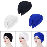 Maxbell Women Indian Turban Hat Headwrap Head Cover Beanie Hats Bandana black