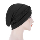 Maxbell Women Indian Turban Hat Headwrap Head Cover Beanie Hats Bandana black