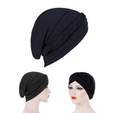 Maxbell Women Indian Turban Hat Headwrap Head Cover Beanie Hats Bandana black