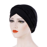 Maxbell Women Indian Turban Hat Headwrap Head Cover Beanie Hats Bandana black