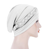 Maxbell Women Indian Turban Hat Headwrap Head Cover Beanie Hats Bandana white