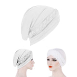 Maxbell Women Indian Turban Hat Headwrap Head Cover Beanie Hats Bandana white