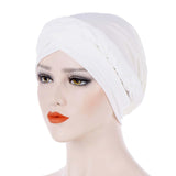 Maxbell Women Indian Turban Hat Headwrap Head Cover Beanie Hats Bandana white