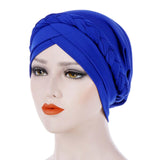 Maxbell Women Indian Turban Hat Headwrap Head Cover Beanie Hats Bandana blue