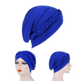 Maxbell Women Indian Turban Hat Headwrap Head Cover Beanie Hats Bandana blue